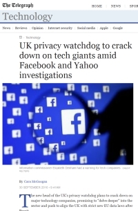 [TheTelegraphUK] UK privacy watchdog to crack down on tech giants amid Facebook and Yahoo investigations 