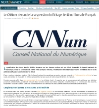 [NextINpact] Le CNNum demande la suspension du fichage de 60 millions de Français