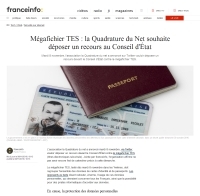 [franceinfo] Mégafichier TES : la Quadrature du Net souhaite déposer un recours au Conseil d'État