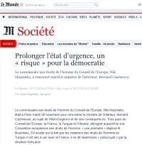 [LeMonde] Prolonger l’état d’urgence, un « risque » pour la démocratie