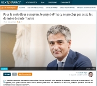 [NextINpact] Pour le contrôleur européen, le projet ePrivacy ne protège pas assez les données des internautes