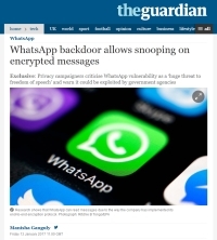 [TheGuardian] WhatsApp backdoor allows snooping on encrypted messages