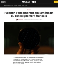 [Télérama] Palantir, l'encombrant ami américain du renseignement français