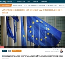 [NextINpact] La Commission européenne s’en prend aux CGU de Facebook, Google et Twitter