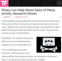 [TorrentFreak] Piracy Can Help Music Sales of Many Artists, Research Shows