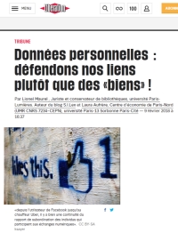 [Liberation] Données personnelles : défendons nos liens plutôt que des « biens » !