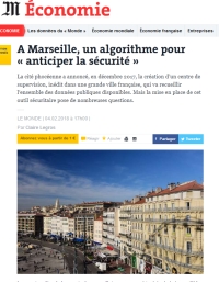 [LeMonde] A Marseille, un algorithme pour « anticiper la sécurité »