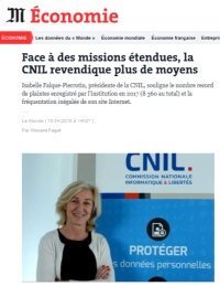 [LeMonde] Face à des missions étendues, la CNIL revendique plus de moyens