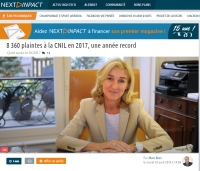 [NextINpact] 8 360 plaintes à la CNIL en 2017, une année record