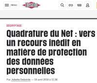 [Liberation] Quadrature du Net : vers un recours inédit en matière de protection des données personnelles