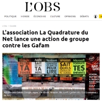 [NouvelObs] L'association La Quadrature du Net lance une action de groupe contre les Gafam