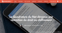 [Numerama] La Quadrature du Net dénonce une restriction du droit au chiffrement