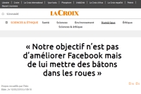 [LaCroix] « Notre objectif n’est pas d’améliorer Facebook mais de lui mettre des bâtons dans les roues »