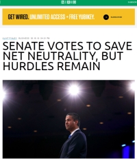 [Wired] Senate Votes to Save Net Neutrality, but Hurdles Remain