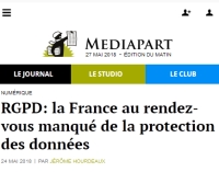 [Mediapart] RGPD: la France au rendez-vous manqué de la protection des données 