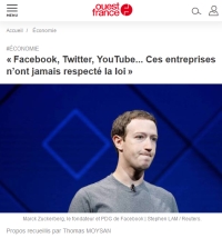 [OuestFrance] « Facebook, Twitter, YouTube... Ces entreprises n’ont jamais respecté la loi »