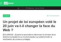 [RTL] Un projet de loi européen voté le 20 juin va-t-il changer la face du Web ?