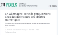 [LeMonde] En Allemagne, série de perquisitions chez des défenseurs des libertés numériques