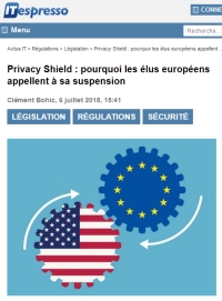 [ITespresso] Privacy Shield : pourquoi les élus européens appellent à sa suspension