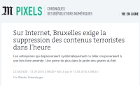 [LeMonde] Sur Internet, Bruxelles exige la suppression des contenus terroristes dans l’heure