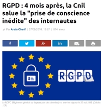 [LaTribune] RGPD : 4 mois après, la Cnil salue la prise de conscience inédite des internautes