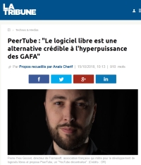 [LaTribune] PeerTube : « Le logiciel libre est une alternative crédible à l'hyperpuissance des GAFA »