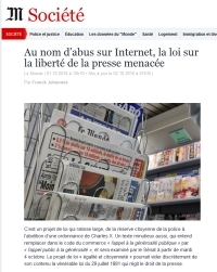 [LeMonde] Au nom d’abus sur Internet, la loi sur la liberté de la presse menacée