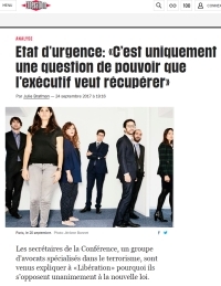 [Liberation] Etat d'urgence: « C’est uniquement une question de pouvoir que l’exécutif veut récupérer » 