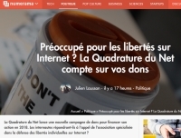 [Numerama] Préoccupé pour les libertés sur Internet ? La Quadrature du Net compte sur vos dons