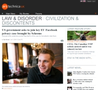 [Arstechnica] US government asks to join key EU Facebook privacy case brought by Schrems